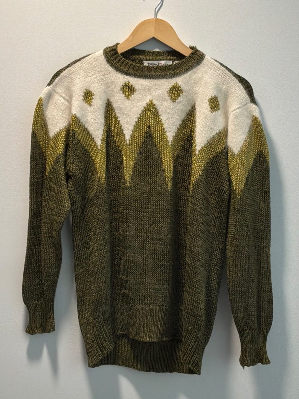 Vintage Angora Blend Colourblock Geometric Knit Sweater Toplike European 42